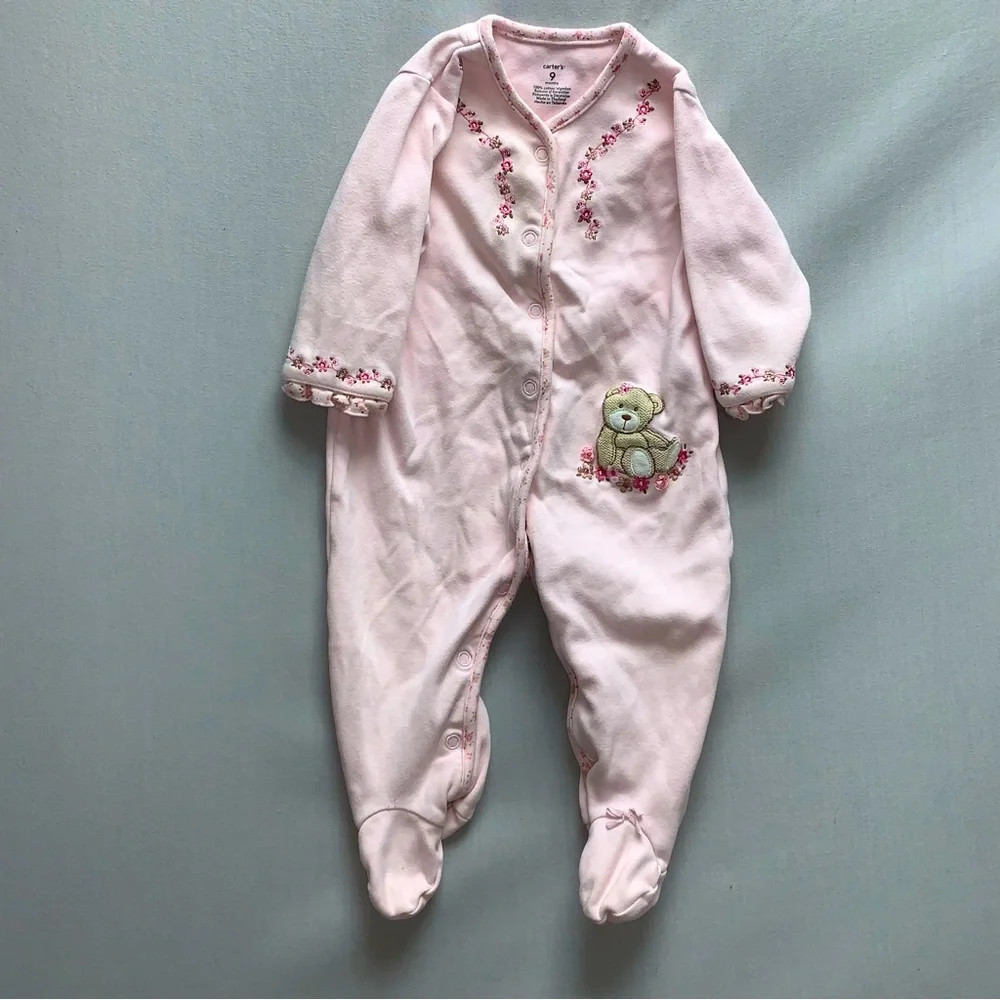 Teddy Bear Baby Onesie Pajamas 9 Months Carters Infant Snuggle Cuddle One Piece